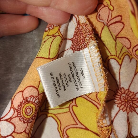 Madden NYC Floral Puff Sleeve CropTop M Y2K Retro Orange Festival Sunflower Vibe - Picture 12 of 14